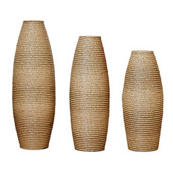 Trikiousd 3 pc PVC Floor Vase Set Rattan Style 27.56" 23.2" 19.69" Tall