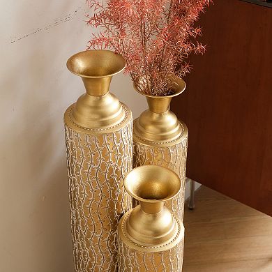 Trikiousd Set of 3 Metal Decorative Vases with Distressed Finish 34" 29" 25"