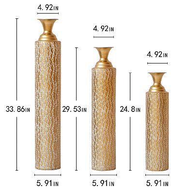 Trikiousd Set of 3 Metal Decorative Vases with Distressed Finish 34" 29" 25"