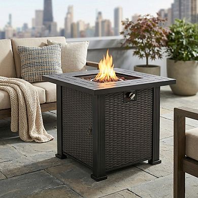 Trikiousd 28" Propane Fire Pit Table 50000 BTU Square Outdoor Patio Heater