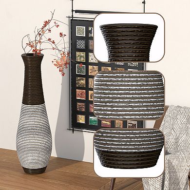 Trikiousd 39" Tall Artificial Rattan Floor Vase Dark Brown Home Decor Accent
