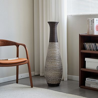 Trikiousd 39" Tall Artificial Rattan Floor Vase Dark Brown Home Decor Accent