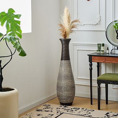 Trikiousd 39" Tall Artificial Rattan Floor Vase Dark Brown Home Decor Accent
