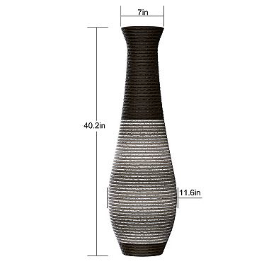 Trikiousd 39" Tall Artificial Rattan Floor Vase Dark Brown Home Decor Accent