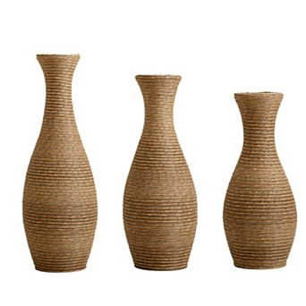 Trikiousd 3 pc Artificial Rattan Floor Vase Set 27.56" 23.62" 19.69" Tall