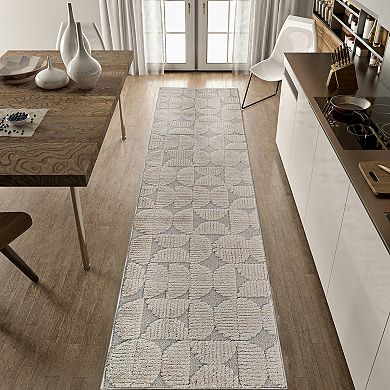 Trikiousd High-Low Striped Area Rug Modern Geometric Non-Shedding Indoor Carpet