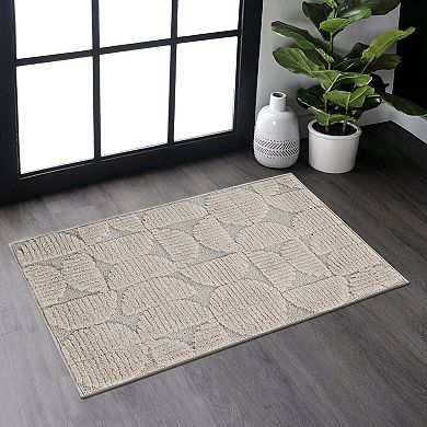 Trikiousd High-Low Striped Area Rug Modern Geometric Non-Shedding Indoor Carpet