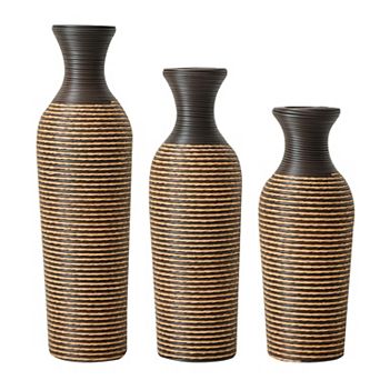 Trikiousd Set of 3 PVC Floor Vase Set Hand-Woven Vases 27.56" 23.62" 19.69" Tall