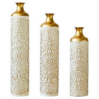 Trikiousd Set of 3 Metal Floor Vases 33.07" 29.13" 24.41" Tall