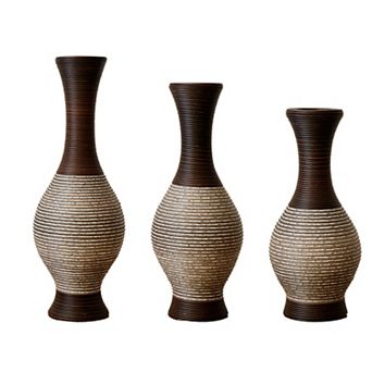 Trikiousd Set of 3 PVC Floor Vases Decorative Flower Stand 27.95" 24.02" 20.8" Tall