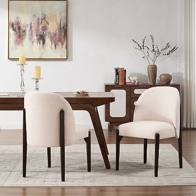 Trikiousd Wooden Dining Chairs Set of 2, Modern Fabric Upholstered Kitchen Chairs