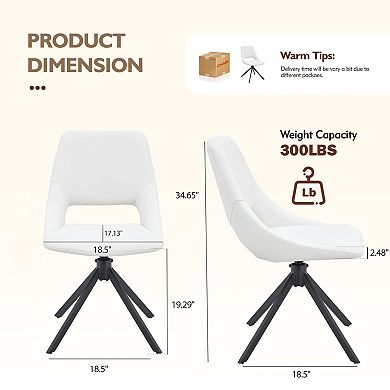Trikiousd Swivel Dining Chairs Set of 2, PU Leather Upholstered Metal Kitchen Chairs
