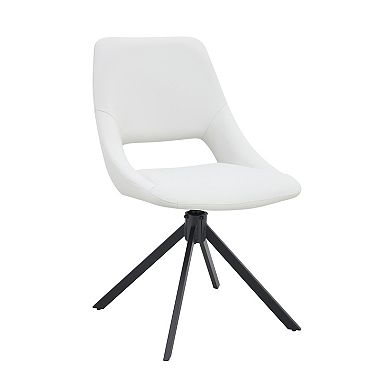Trikiousd Swivel Dining Chairs Set of 2, PU Leather Upholstered Metal Kitchen Chairs