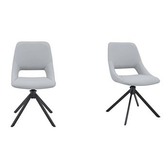 Trikiousd Swivel Dining Chairs Set of 2, PU Leather Upholstered Metal Kitchen Chairs