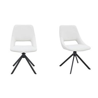 Trikiousd Swivel Dining Chairs Set of 2, PU Leather Upholstered Metal Kitchen Chairs