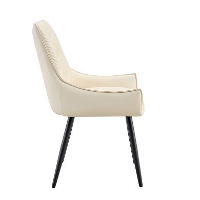 Trikiousd Faux Leather Dining Chairs Set of 2, Mesh-Textured Upholstered Metal Kitchen Chairs