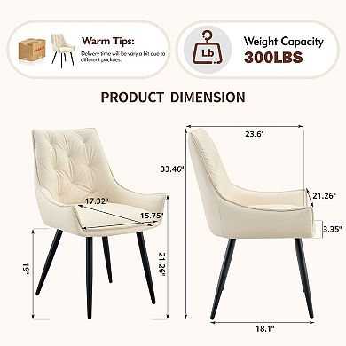 Trikiousd Faux Leather Dining Chairs Set of 2, Mesh-Textured Upholstered Metal Kitchen Chairs