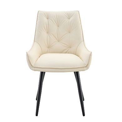 Trikiousd Faux Leather Dining Chairs Set of 2, Mesh-Textured Upholstered Metal Kitchen Chairs