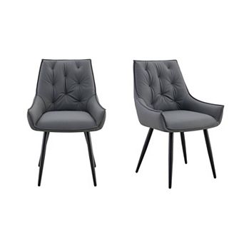 Trikiousd Faux Leather Dining Chairs Set of 2, Mesh-Textured Upholstered Metal Kitchen Chairs
