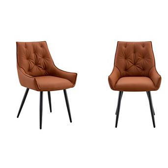 Trikiousd Faux Leather Dining Chairs Set of 2, Mesh-Textured Upholstered Metal Kitchen Chairs