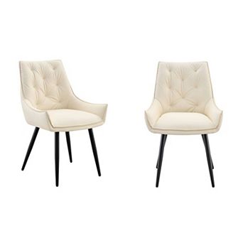 Trikiousd Faux Leather Dining Chairs Set of 2, Mesh-Textured Upholstered Metal Kitchen Chairs