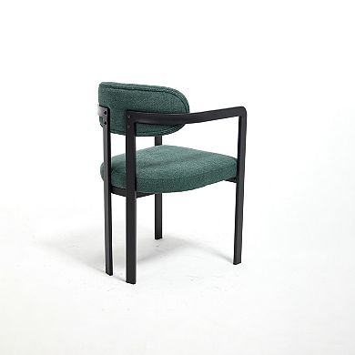Trikiousd 2-Piece Mid-Century Boucle Dining Chairs with Black Metal Legs