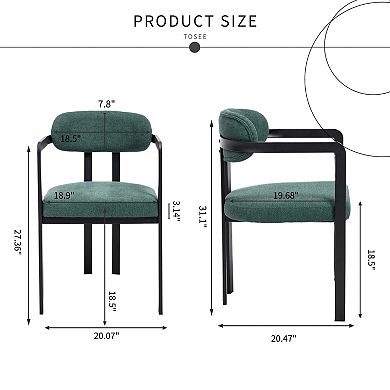 Trikiousd 2-Piece Mid-Century Boucle Dining Chairs with Black Metal Legs