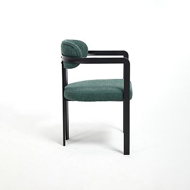 Trikiousd 2-Piece Mid-Century Boucle Dining Chairs with Black Metal Legs