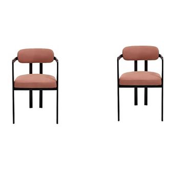 Trikiousd 2 pc Mid-Century Boucle Dining Chairs with Black Metal Legs