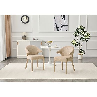Trikiousd Boucle Fabric Dining Chair Set of 2, Upholstered Armchairs with Metal Legs