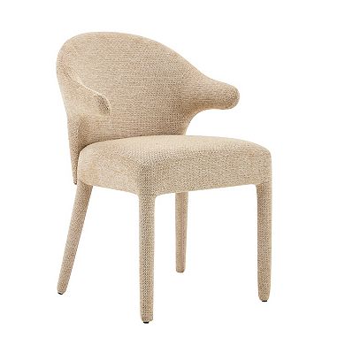 Trikiousd Boucle Fabric Dining Chair Set of 2, Upholstered Armchairs with Metal Legs