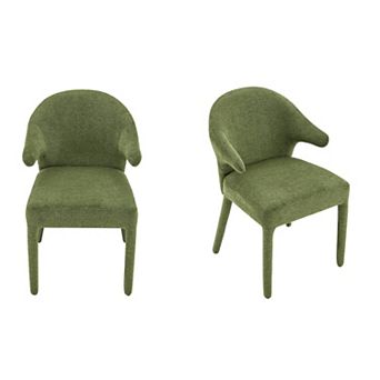 Trikiousd Boucle Fabric Dining Chair Set of 2, Upholstered Armchairs with Metal Legs