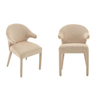 Trikiousd Boucle Fabric Dining Chair Set of 2, Upholstered Armchairs with Metal Legs