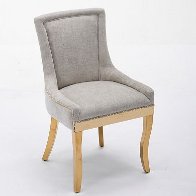 Trikiousd Chenille Dining Chairs Set of 2, Modern Upholstered Accent Chairs with Curved Legs