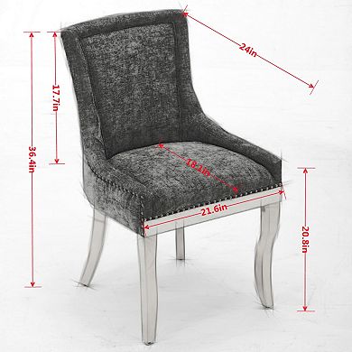 Trikiousd Chenille Dining Chairs Set of 2, Modern Upholstered Accent Chairs with Curved Legs