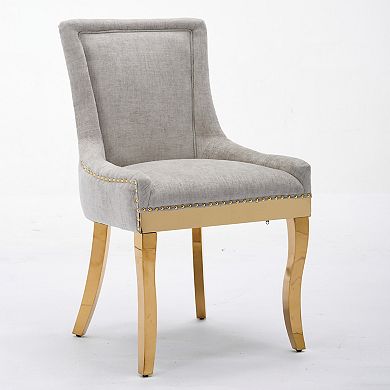Trikiousd Chenille Dining Chairs Set of 2, Modern Upholstered Accent Chairs with Curved Legs