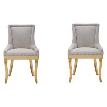 Trikiousd Chenille Dining Chairs Set of 2, Modern Upholstered Accent Chairs with Curved Legs