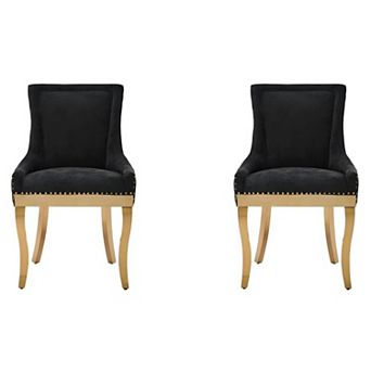 Trikiousd Chenille Dining Chairs Set of 2, Modern Upholstered Accent Chairs with Curved Legs