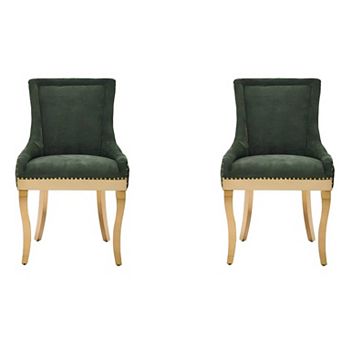 Trikiousd Chenille Dining Chairs Set of 2, Modern Upholstered Accent Chairs with Curved Legs