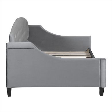 Trikiousd Modern Upholstered Daybed Corner Bed Velvet Sofa Bed with Button Tufted Backrest