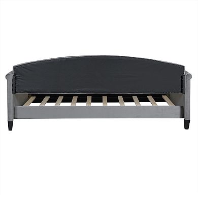 Trikiousd Modern Upholstered Daybed Corner Bed Velvet Sofa Bed with Button Tufted Backrest