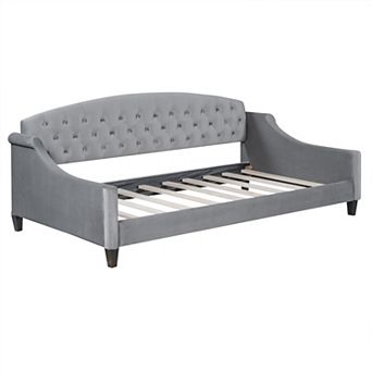 Trikiousd Modern Upholstered Daybed Corner Bed Velvet Sofa Bed with Button Tufted Backrest
