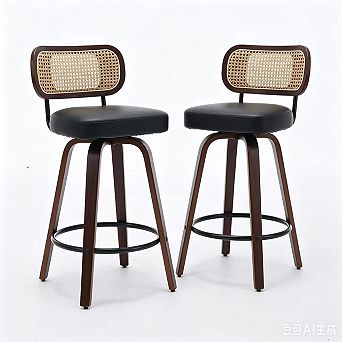 Pnronnc Rattan Counter Height Stools Swivel Leather Bar Stools Kitchen Barstools