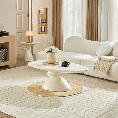 Trikiousd 47.27" Lucky Stone Coffee Table with Elliptical Top