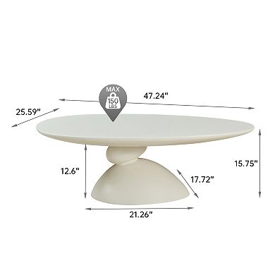 Trikiousd 47.27" Lucky Stone Coffee Table with Elliptical Top