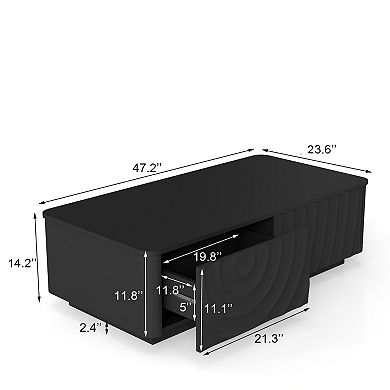 Trikiousd 47" Rectangle Coffee Table with Storage, Modern Center Table with 2 Drawers