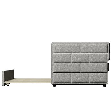 Trikiousd Upholstered DayBed Modern Twin Size Sofa Bed with Trundle & Padded Back