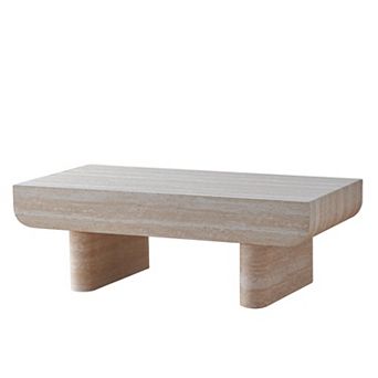 Trikiousd Mid Century Modern Coffee Table with Faux Marble Top
