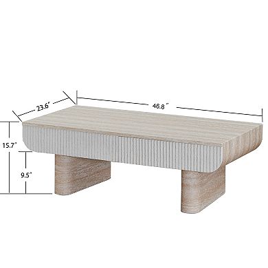 Trikiousd Mid Century Modern Coffee Table with Faux Marble Top