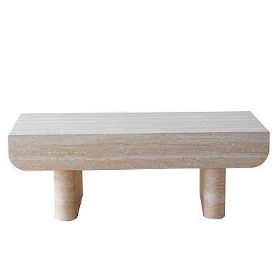 Trikiousd Mid Century Modern Coffee Table with Faux Marble Top